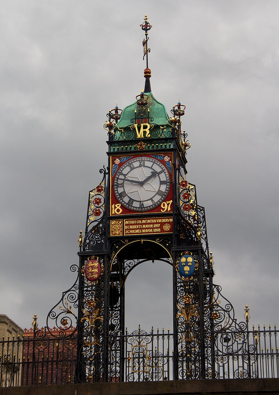 The ornate Eastgate Clock above Chester’s historic city gateway.